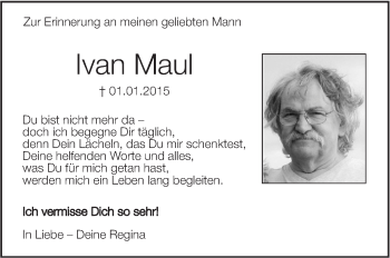 Traueranzeige von Ivan Maul von Ehinger Tagblatt