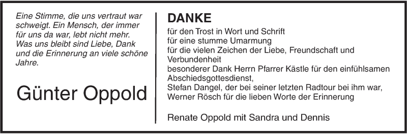  Traueranzeige für Günter Oppold vom 26.08.2017 aus Südwest Presse