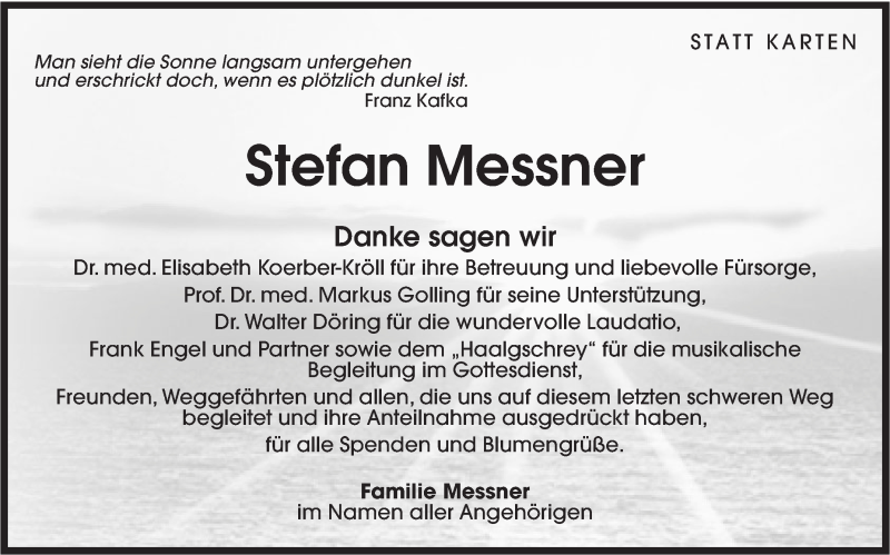  Traueranzeige für Stefan Messner vom 20.10.2018 aus Haller Tagblatt