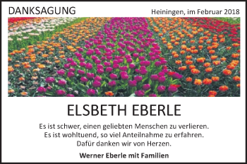 Traueranzeige von Elsbeth Eberle von NWZ Neue Württembergische Zeitung