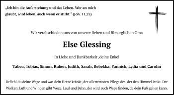Traueranzeige von Else Glessing von Haller Tagblatt