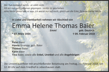 Traueranzeige von Emma Emmi Baier von NWZ Neue Württembergische Zeitung