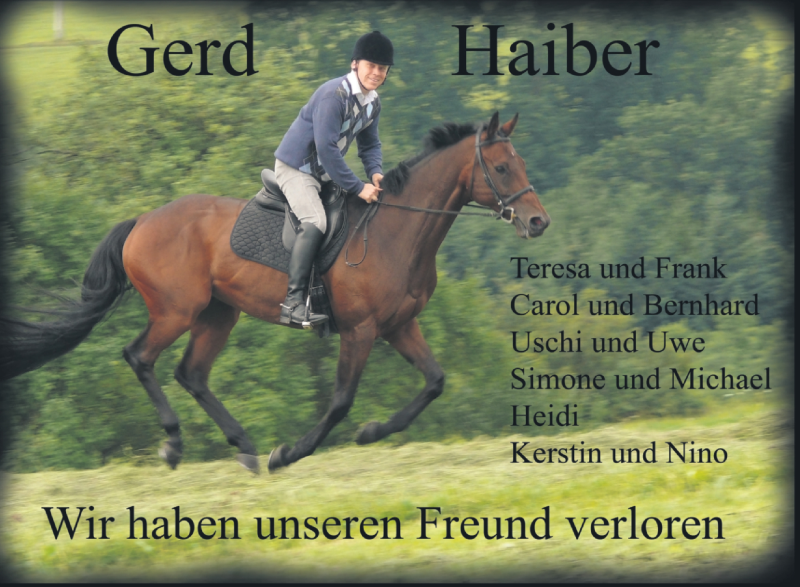  Traueranzeige für Gerd Haiber vom 04.08.2018 aus Hohenzollerische Zeitung