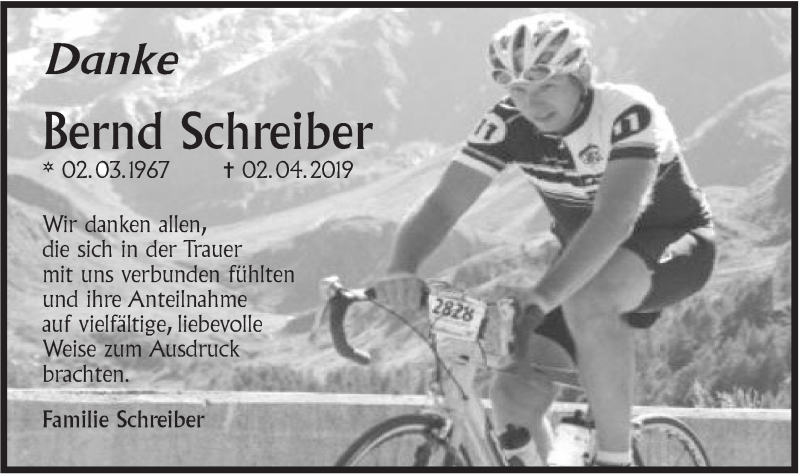  Traueranzeige für Bernd Schreiber vom 20.04.2019 aus Haller Tagblatt
