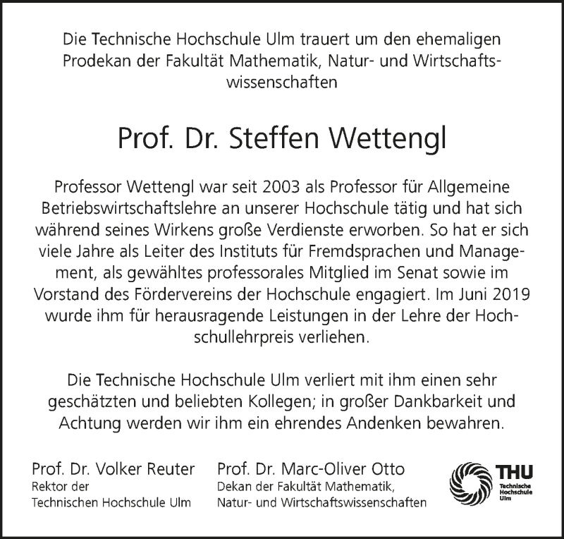  Traueranzeige für Steffen Wettengl vom 08.02.2020 aus SÜDWEST PRESSE Ausgabe Ulm/Neu-Ulm