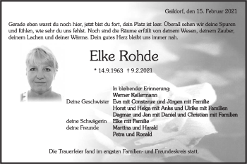 Traueranzeige von Elke Rohde von Rundschau Gaildorf