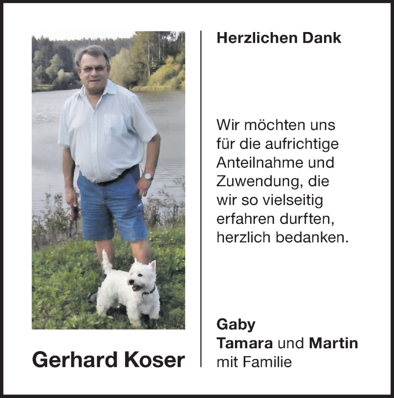  Traueranzeige für Gerhard Koser vom 18.02.2021 aus NWZ Neue Württembergische Zeitung