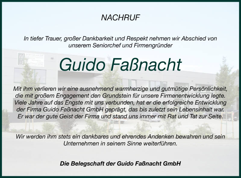  Traueranzeige für Guido Faßnacht vom 06.02.2021 aus SÜDWEST PRESSE Ausgabe Ulm/Neu-Ulm