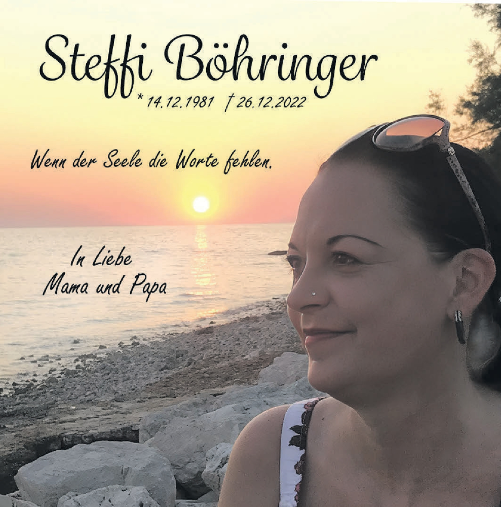  Traueranzeige für Steffi Böhringer vom 27.12.2023 aus NWZ Neue Württembergische Zeitung