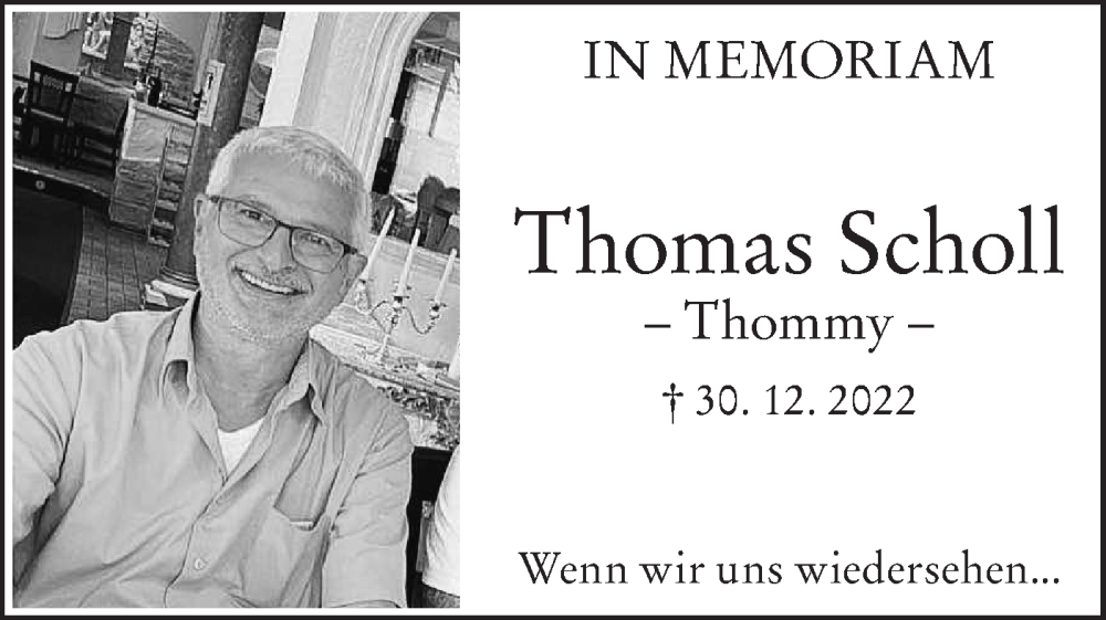  Traueranzeige für Thomas Scholl vom 30.12.2023 aus NWZ Neue Württembergische Zeitung
