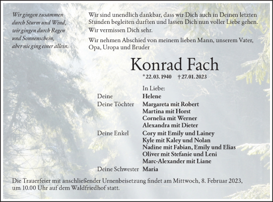 Traueranzeige von Konrad Fach von Haller Tagblatt