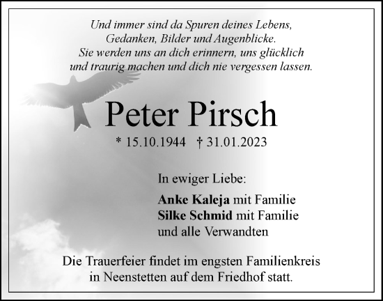Traueranzeige von Peter Pirsch von SÜDWEST PRESSE Ausgabe Ulm/Neu-Ulm