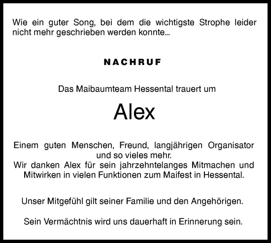 Traueranzeige von Alex  von Haller Tagblatt