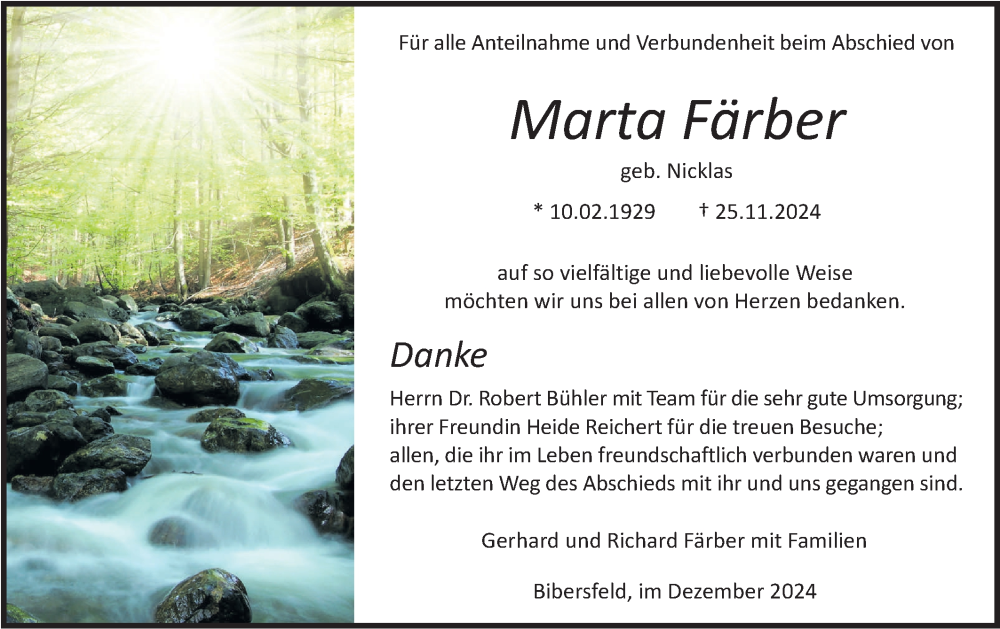  Traueranzeige für Marta Färber vom 21.12.2024 aus Haller Tagblatt