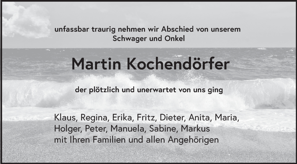  Traueranzeige für Martin Kochendörfer vom 07.12.2024 aus Haller Tagblatt