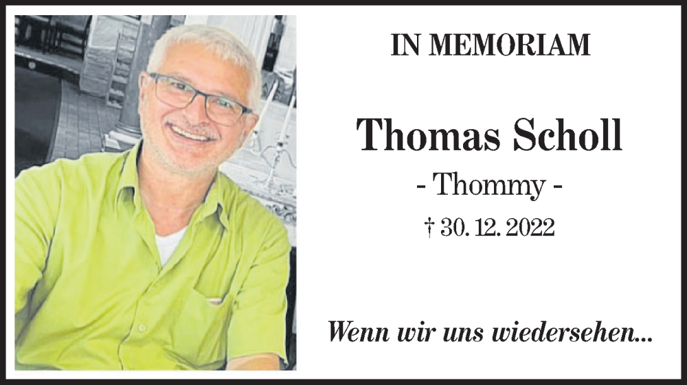  Traueranzeige für Thomas Scholl vom 30.12.2024 aus NWZ Neue Württembergische Zeitung