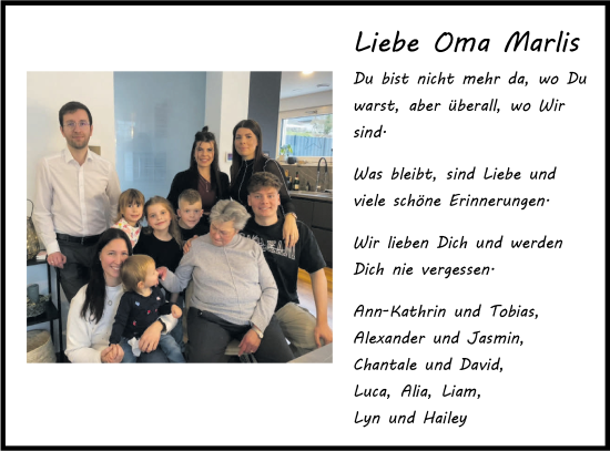 Traueranzeige von Marlis Prill von Hohenzollerische Zeitung