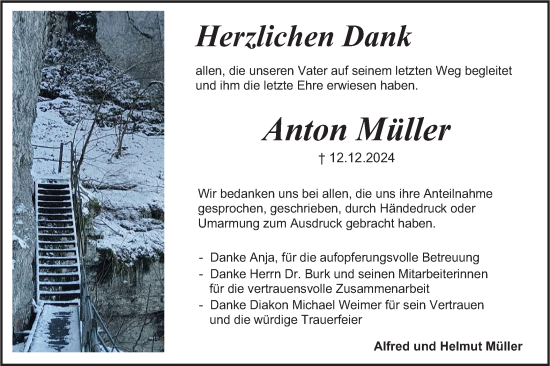 Traueranzeige von Anton Müller von SÜDWEST PRESSE Zollernalbkreis/Hohenzollerische Zeitung