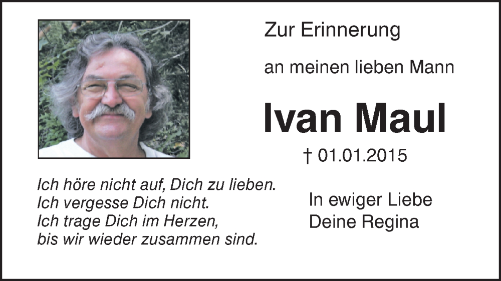  Traueranzeige für Ivan Maul vom 02.01.2025 aus Ehinger Tagblatt