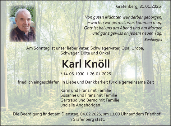 Traueranzeige von Karl Knöll von Alb-Bote/Metzinger-Uracher Volksblatt