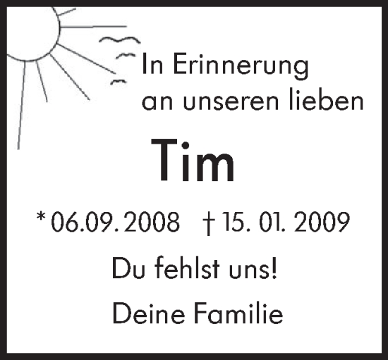 Traueranzeige von Tim  von Schwäbische Tagblatt