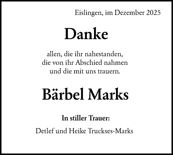 Traueranzeige von Bärbel Marks von NWZ Neue Württembergische Zeitung