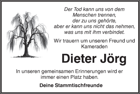 Traueranzeige von Dieter Jörg von Hohenloher Tagblatt