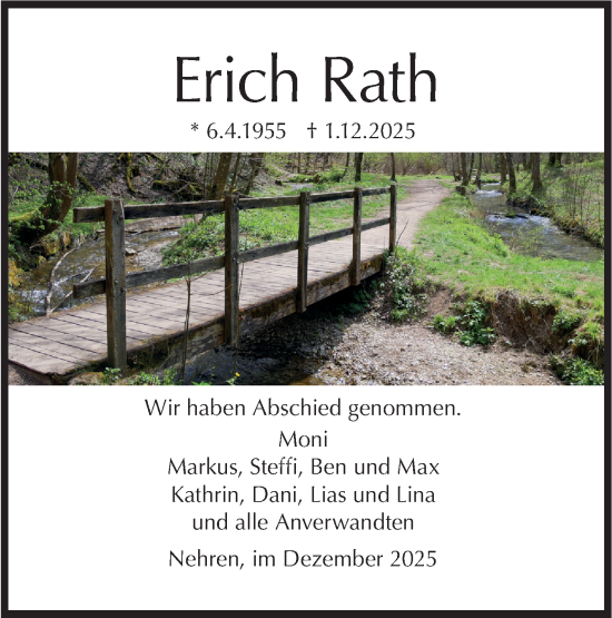 Traueranzeige von Erich Rath von Schwäbische Tagblatt