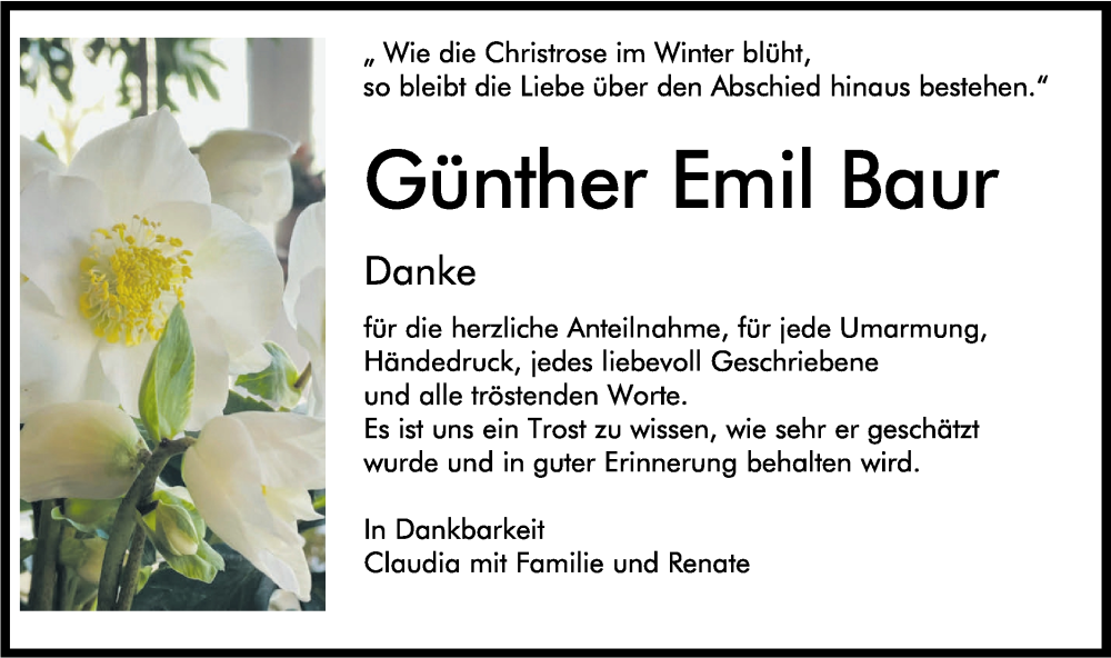  Traueranzeige für Günther Emil Baur vom 17.12.2025 aus SÜDWEST PRESSE Zollernalbkreis/Hohenzollerische Zeitung