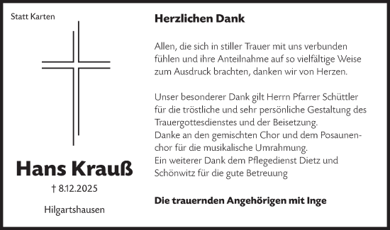 Traueranzeige von Hans Krauß von Hohenloher Tagblatt