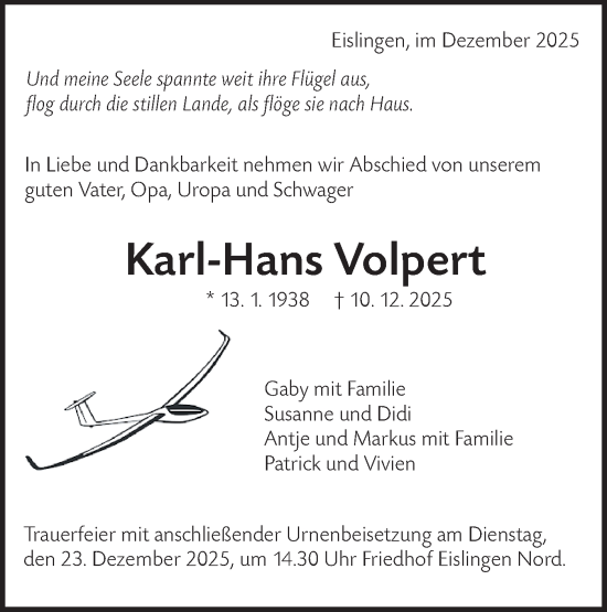 Traueranzeige von Karl-Hans Volpert von NWZ Neue Württembergische Zeitung