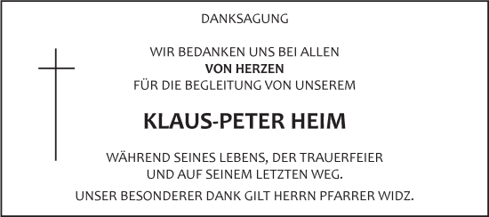 Traueranzeige von Klaus-Peter Heim von SÜDWEST PRESSE Ausgabe Ulm/Neu-Ulm