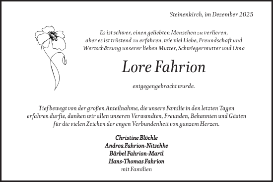 Traueranzeige von Lore Fahrion von Geislinger Zeitung