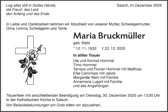 Traueranzeige von Maria Bruckmüller von NWZ Neue Württembergische Zeitung