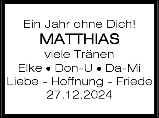 Traueranzeige von Matthias Scheurer von Hohenloher Tagblatt/Hohenloher Tagblatt