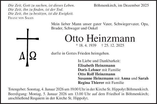 Traueranzeige von Otto Heinzmann von Geislinger Zeitung