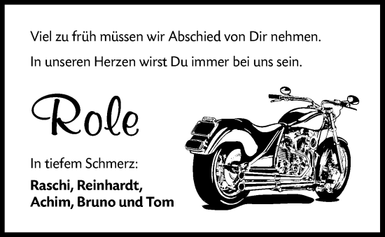 Traueranzeige von Role  von Haller Tagblatt