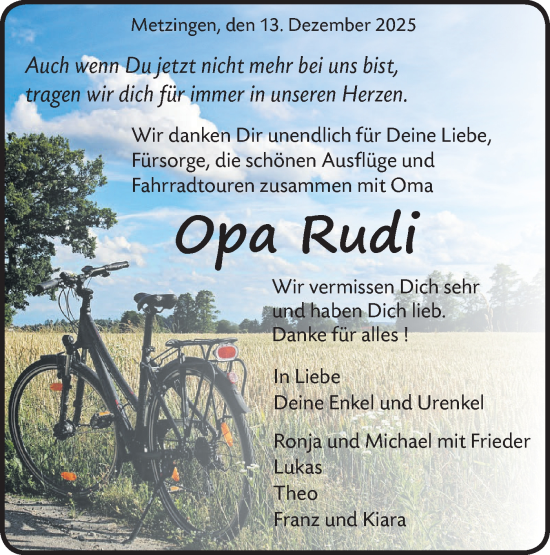 Traueranzeige von Rudi  von Alb-Bote/Metzinger-Uracher Volksblatt