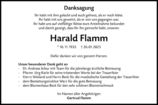 Traueranzeige von Harald Flamm von Alb-Bote/Metzinger-Uracher Volksblatt