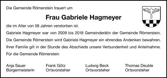 Traueranzeige von Gabriele Hagmeyer von Alb-Bote/Metzinger-Uracher Volksblatt