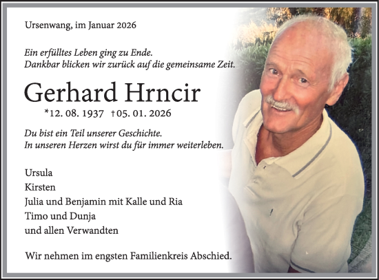 Traueranzeige von Gerhard Hrncir von NWZ Neue Württembergische Zeitung