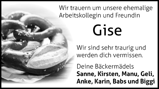 Traueranzeige von Gise  von Haller Tagblatt