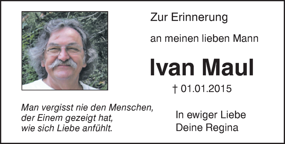  Traueranzeige für Ivan Maul vom 02.01.2026 aus Ehinger Tagblatt