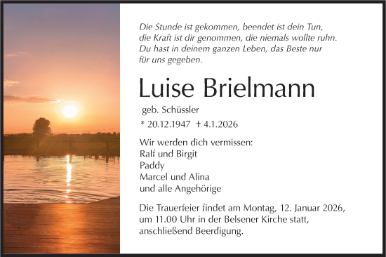 Traueranzeige von Luise Brielmann von Schwäbische Tagblatt