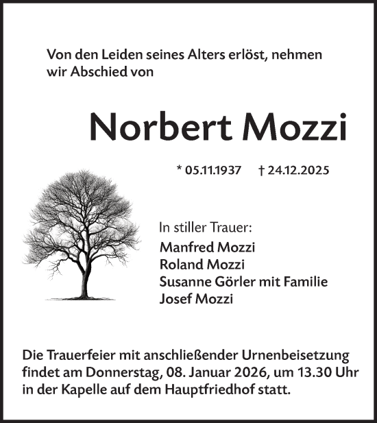 Traueranzeige von Norbert Mozzi von Hohenloher Tagblatt