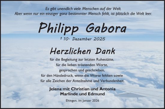 Traueranzeige von Philipp Gabora von Ehinger Tagblatt