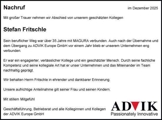 Traueranzeige von Stefan Fritschle von Alb-Bote/Metzinger-Uracher Volksblatt