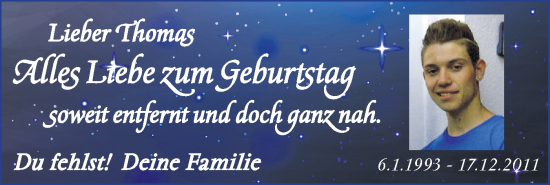 Traueranzeige von Thomas  von Schwäbische Tagblatt