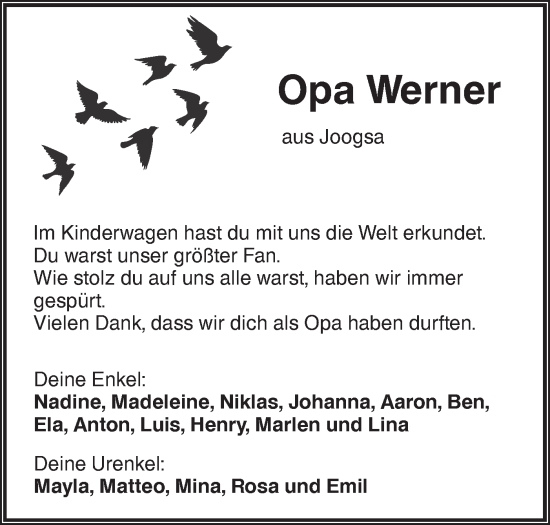 Traueranzeige von Werner Pittelkow von Hohenloher Tagblatt