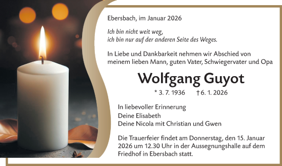 Traueranzeige von Wolfgang Guyot von NWZ Neue Württembergische Zeitung